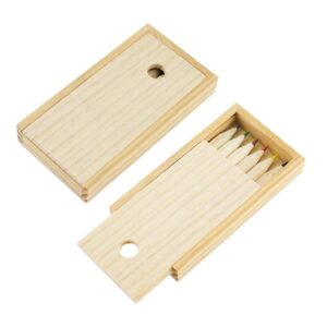 Set de lápices de colores de madera natural en estuche con tapa corrediza