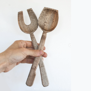 set de ensaladeras de madera hechas a mano en Chiloé