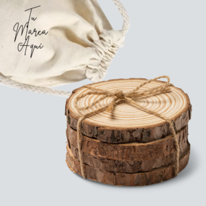 posavasos rústicos de madera de pino set