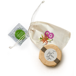 Dulce Mujer saquito joyero con alfajor artesanal y té Earl Grey Dilmah Día de la Mujer