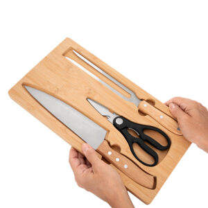 abla de corte de bambú imantada para set de asado en caja de regalo