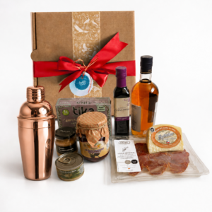 Set aperitivo con pisco y coctelera en caja de regalo corporativo