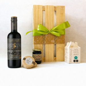 Caja Pallet Mini con Vino y Alfajores
